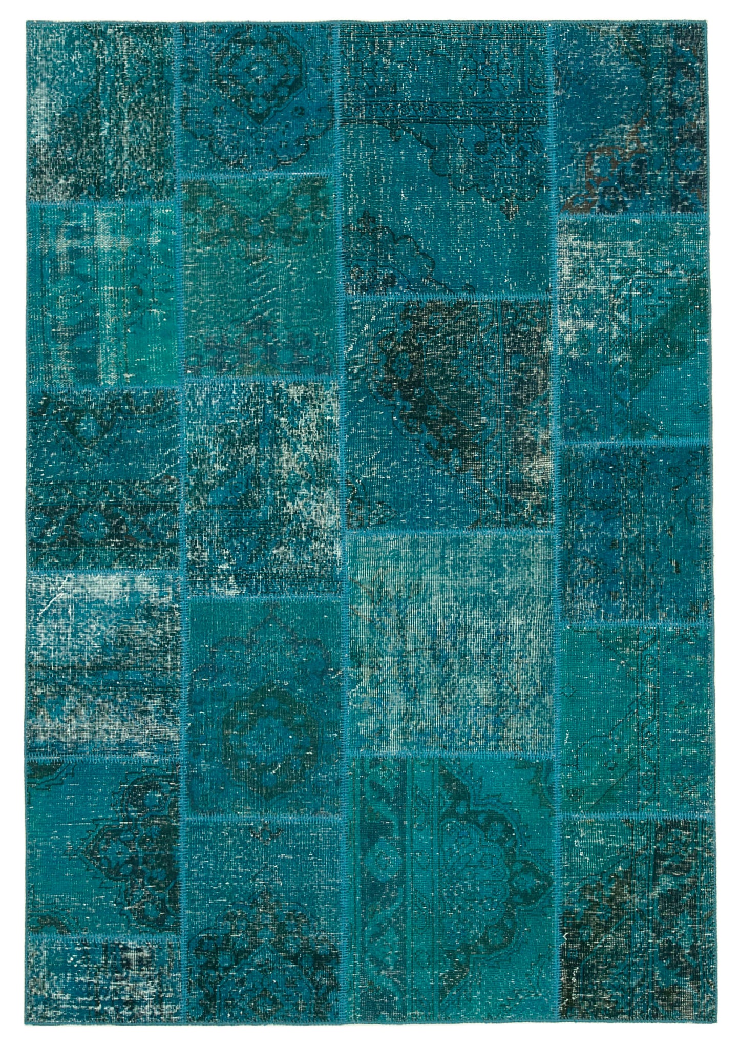 5x8 Turquoise Patchwork Rug - 20157