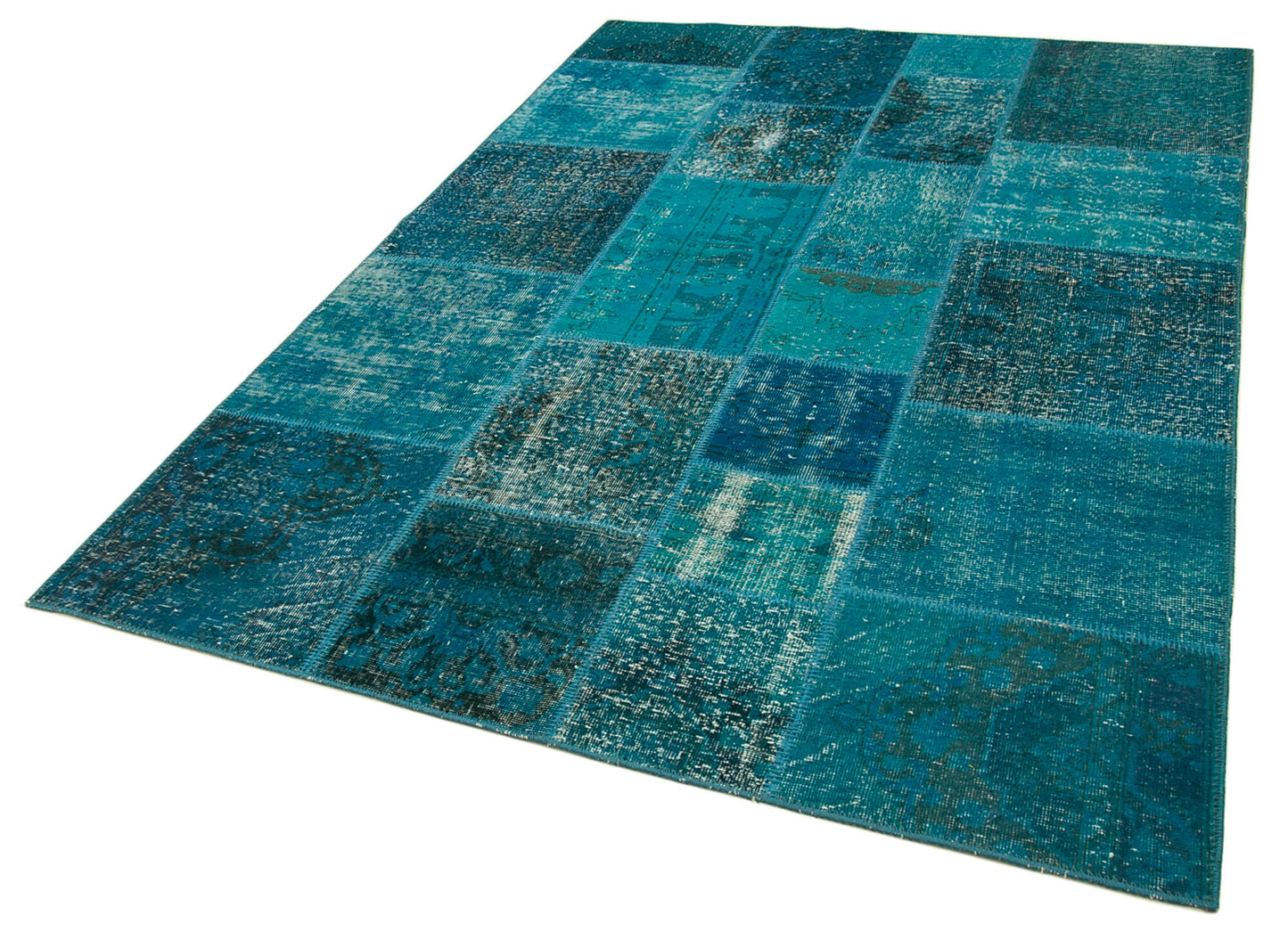 6x8 Turquoise Patchwork Rug - 20253