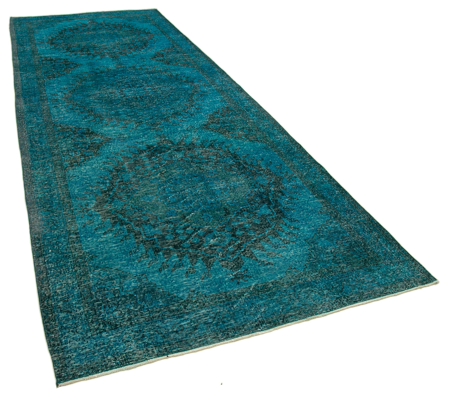5x13 Turquoise Turkish Over Dyed Runner Rug - 21732