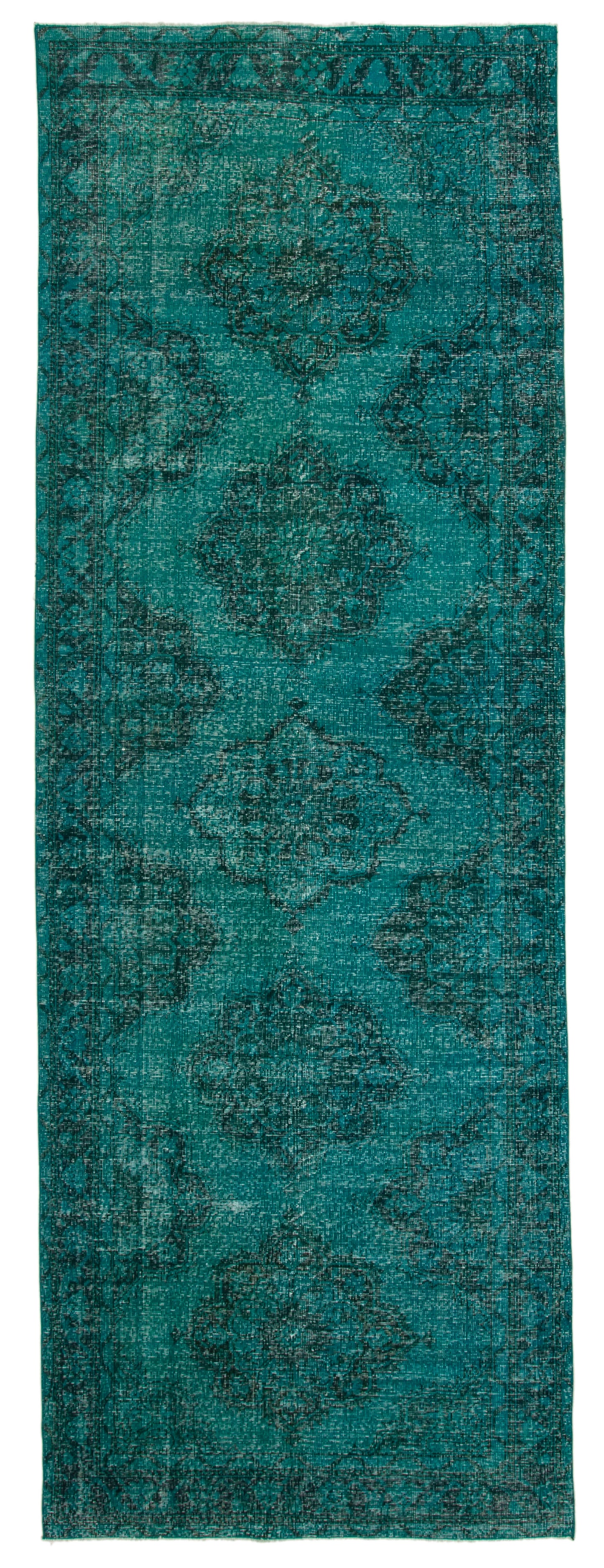 5x13 Turquoise Turkish Over Dyed Runner Rug - 21739