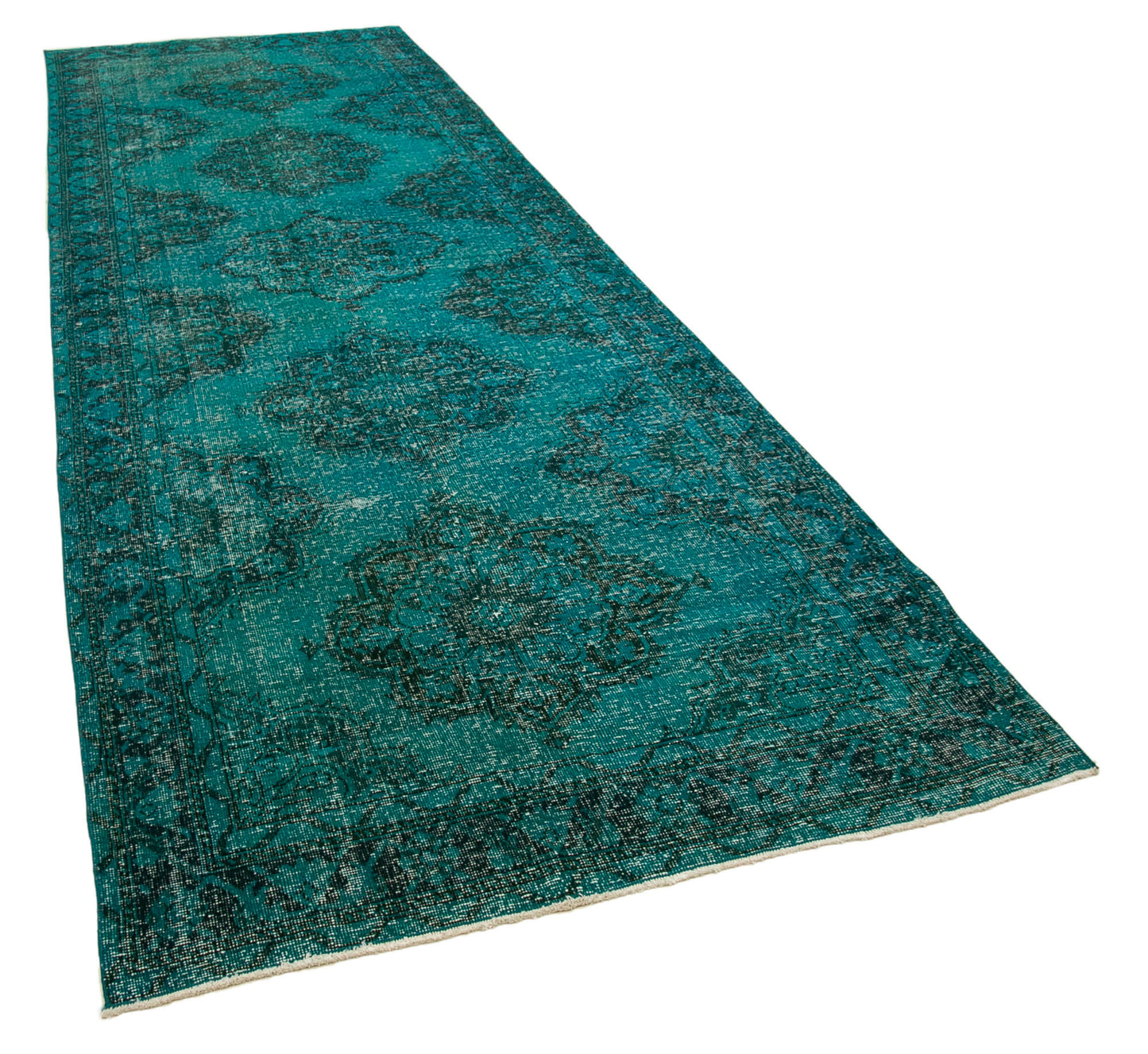 5x13 Turquoise Turkish Over Dyed Runner Rug - 21739