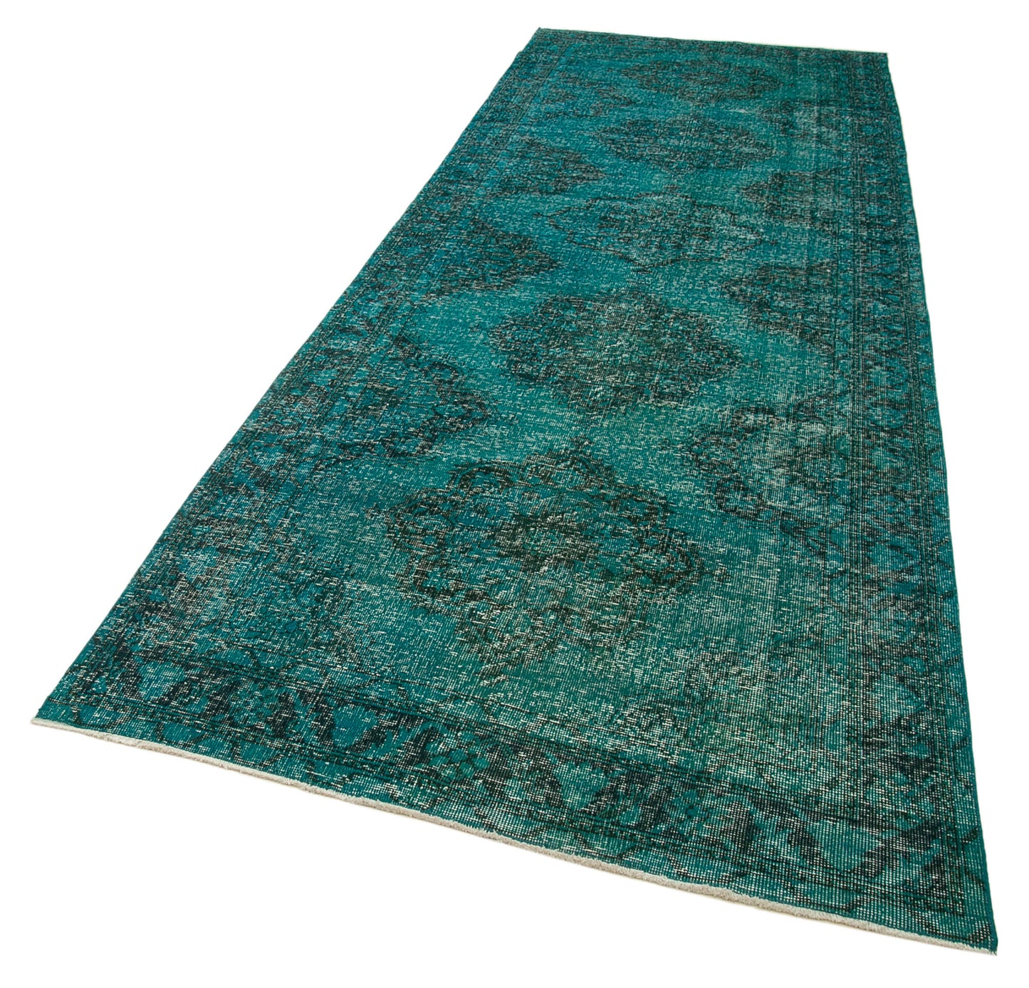 5x13 Turquoise Turkish Over Dyed Runner Rug - 21739