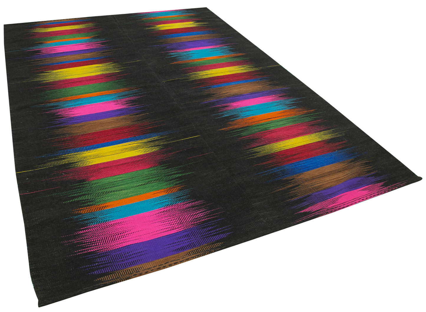 7x10 Black Contemporary Kilim Rug - 21955