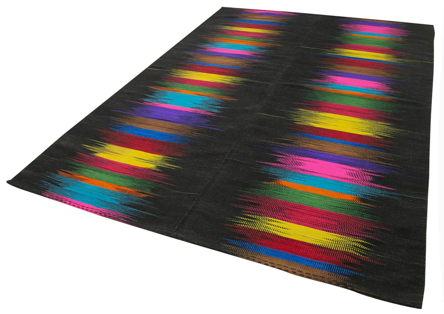 7x10 Black Contemporary Kilim Rug - 21955