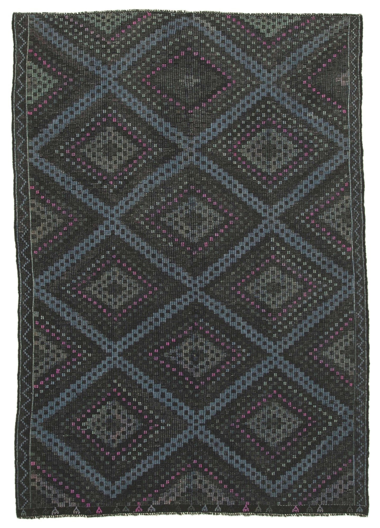 7x10 Blue Vintage Turkish Kilim Rug - 22022
