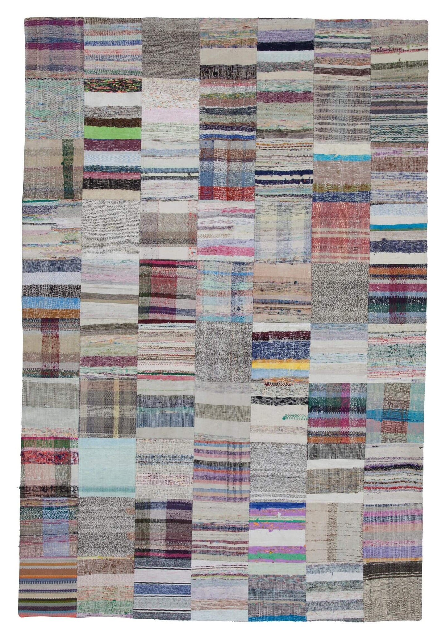 7x10 Beige Kilim Patchwork Rug - 22040