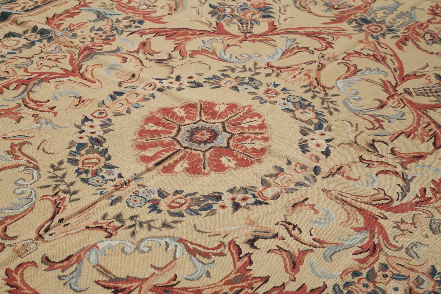 8x10 Beige Needlepoint Kilim Rug - 22059