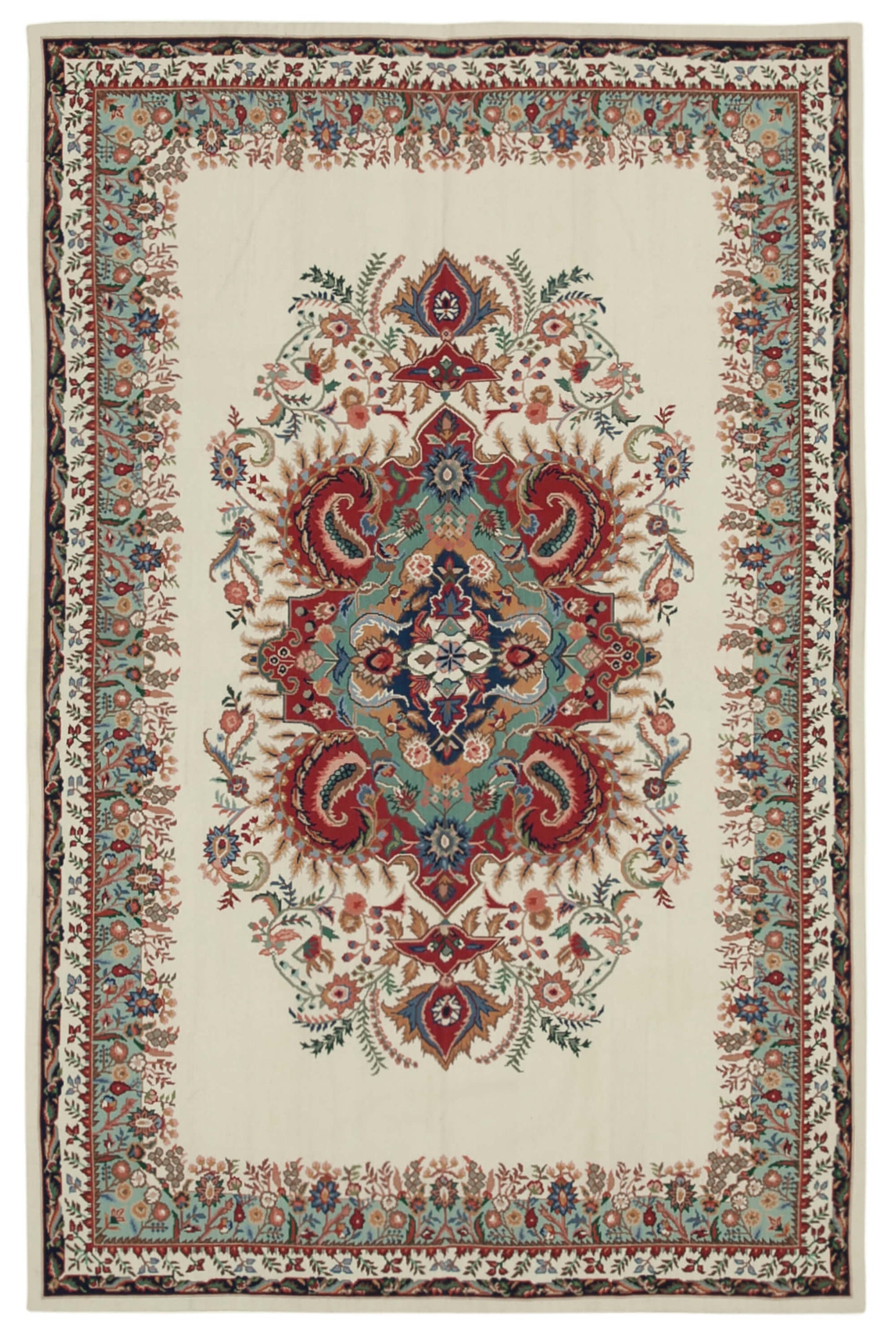 5x8 Beige Needlepoint Kilim Rug - 22094