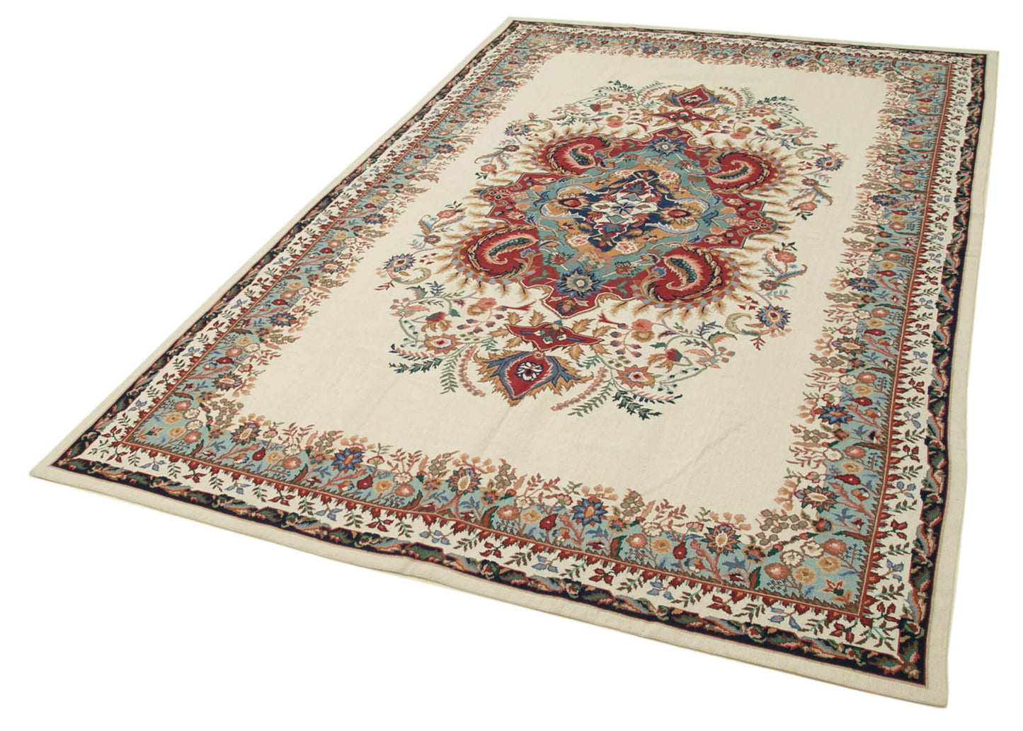 5x8 Beige Needlepoint Kilim Rug - 22094