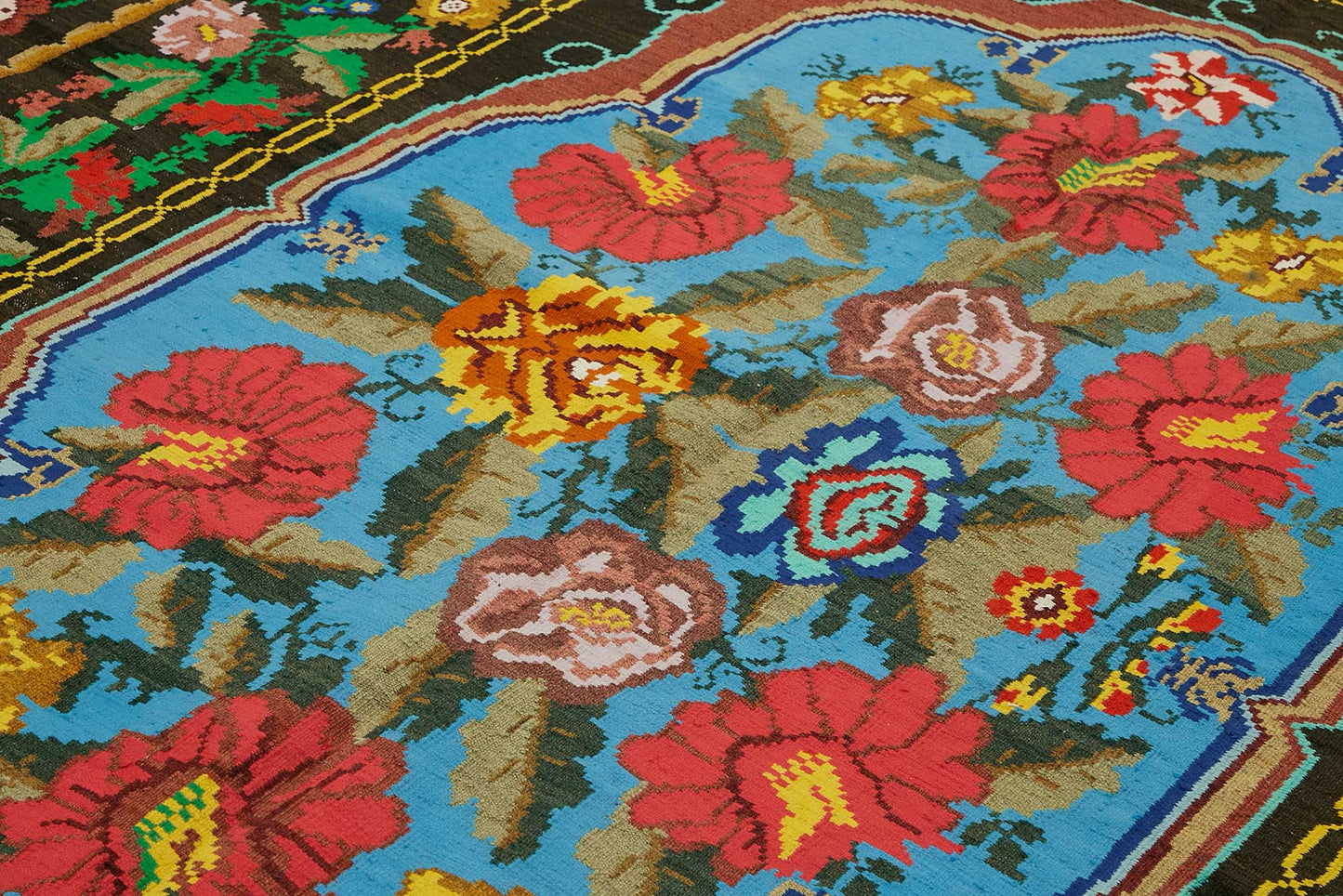 8x12 Black Vintage Moldovan Kilim Rug - 22205