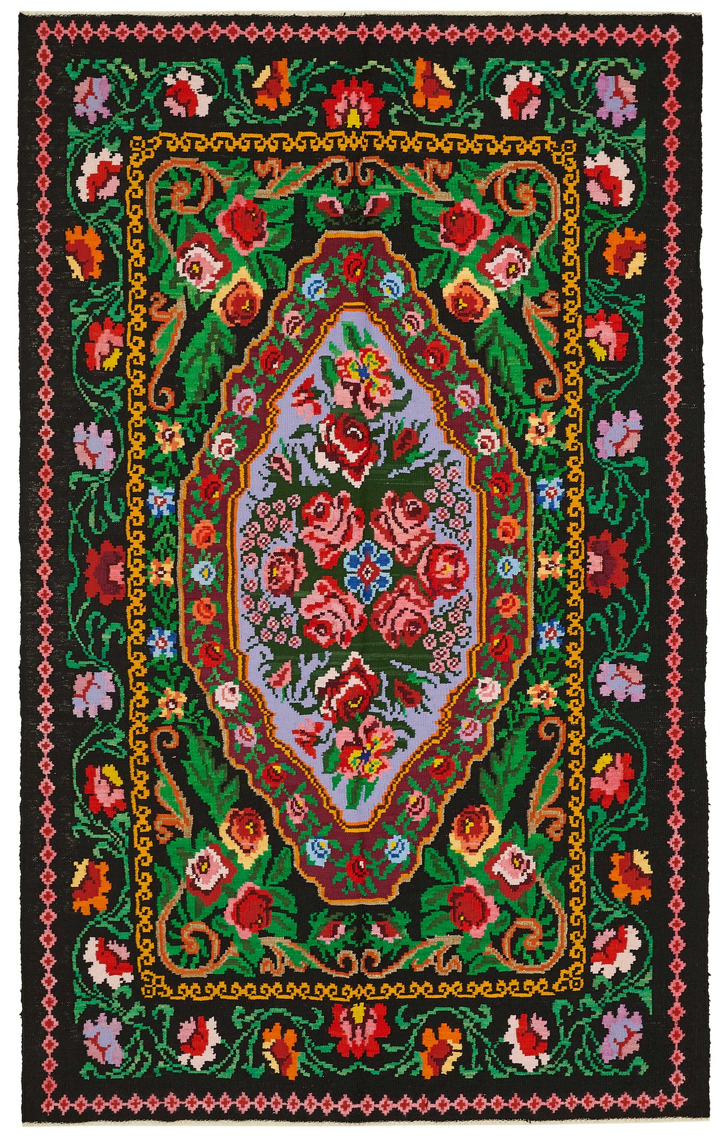5x8 Black Vintage Moldovan Kilim Rug - 22226