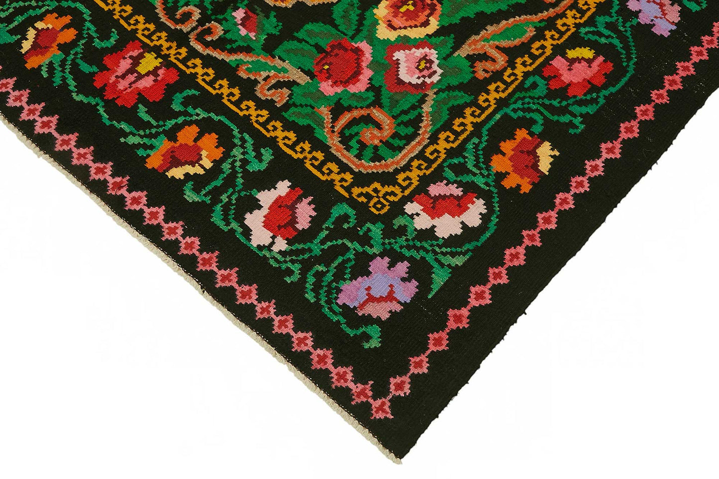 5x8 Black Vintage Moldovan Kilim Rug - 22226