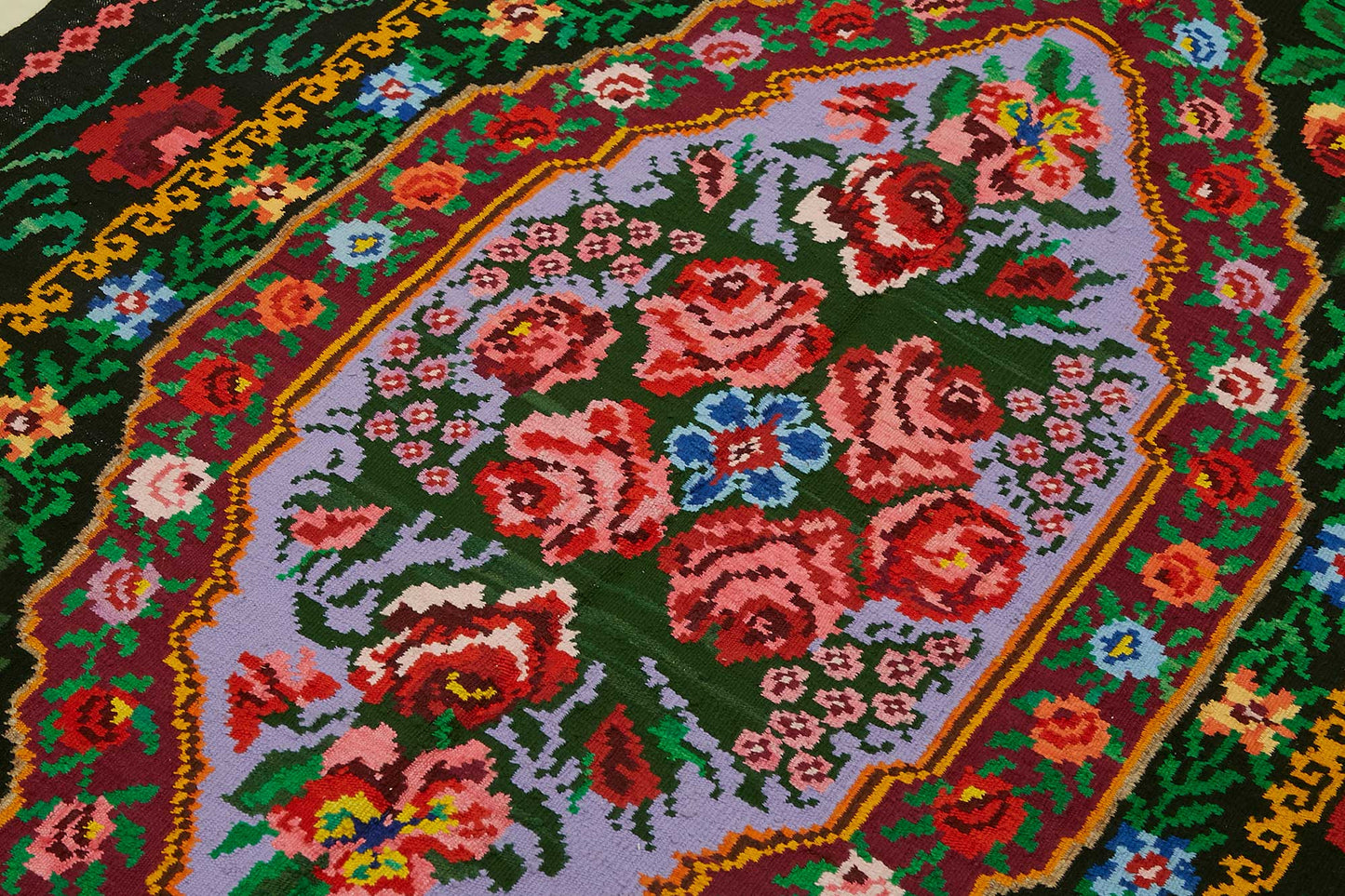 5x8 Black Vintage Moldovan Kilim Rug - 22226