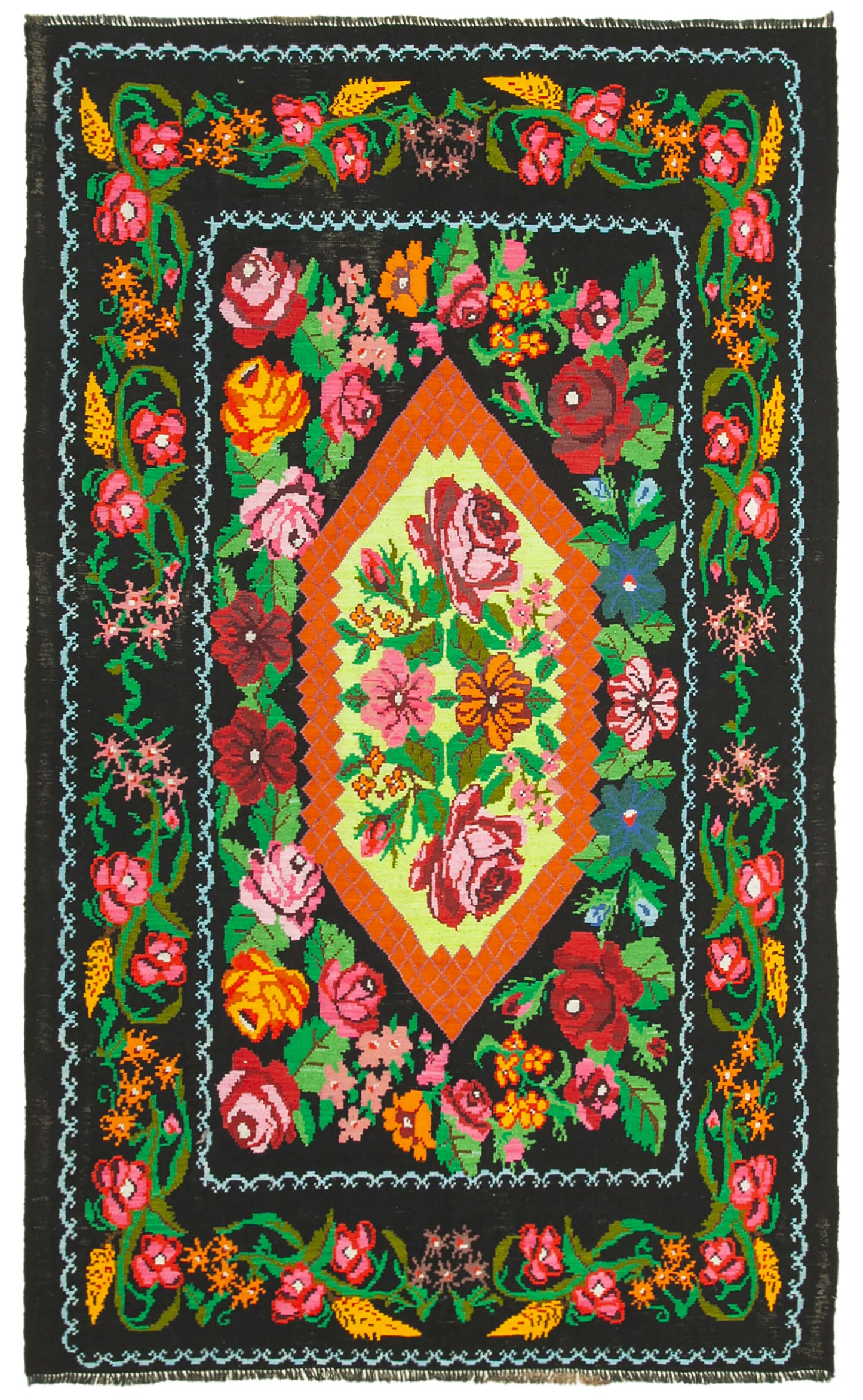 6x10 Black Vintage Moldovan Kilim Rug - 22249