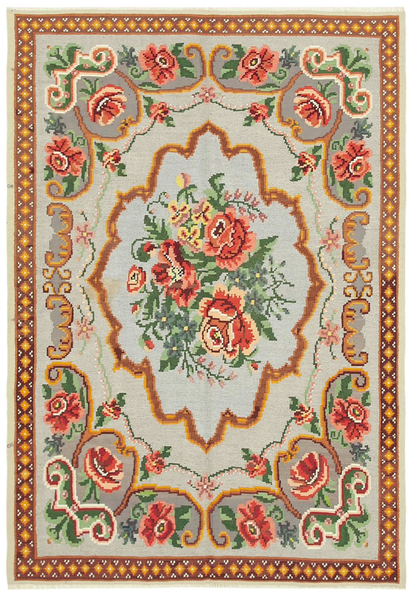 5x7 Beige Vintage Moldovan Kilim Rug - 22266