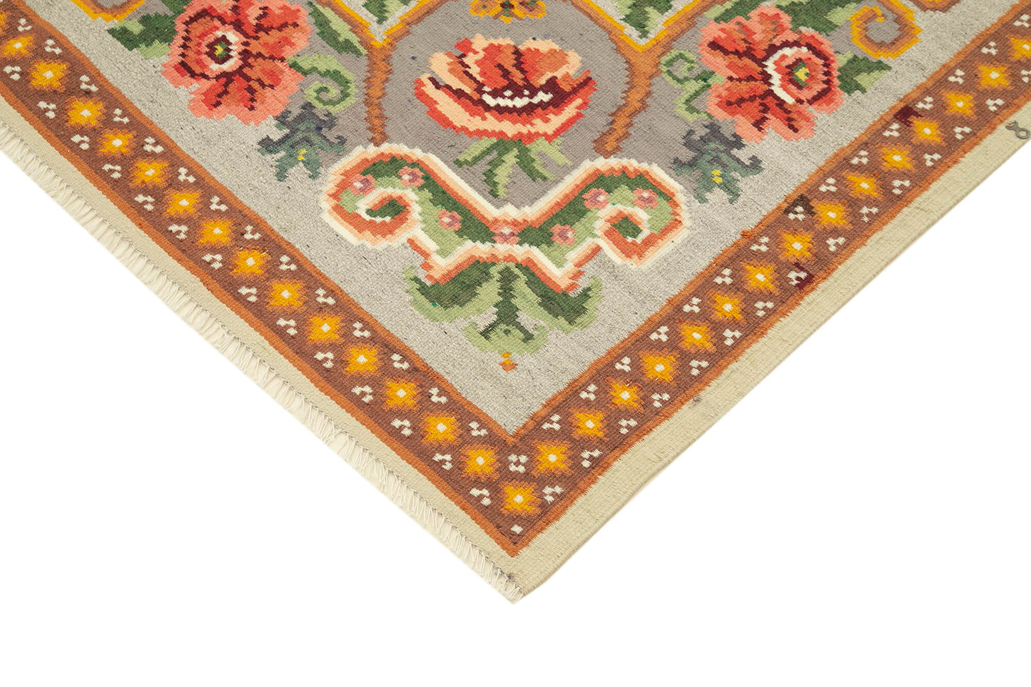 5x7 Beige Vintage Moldovan Kilim Rug - 22266