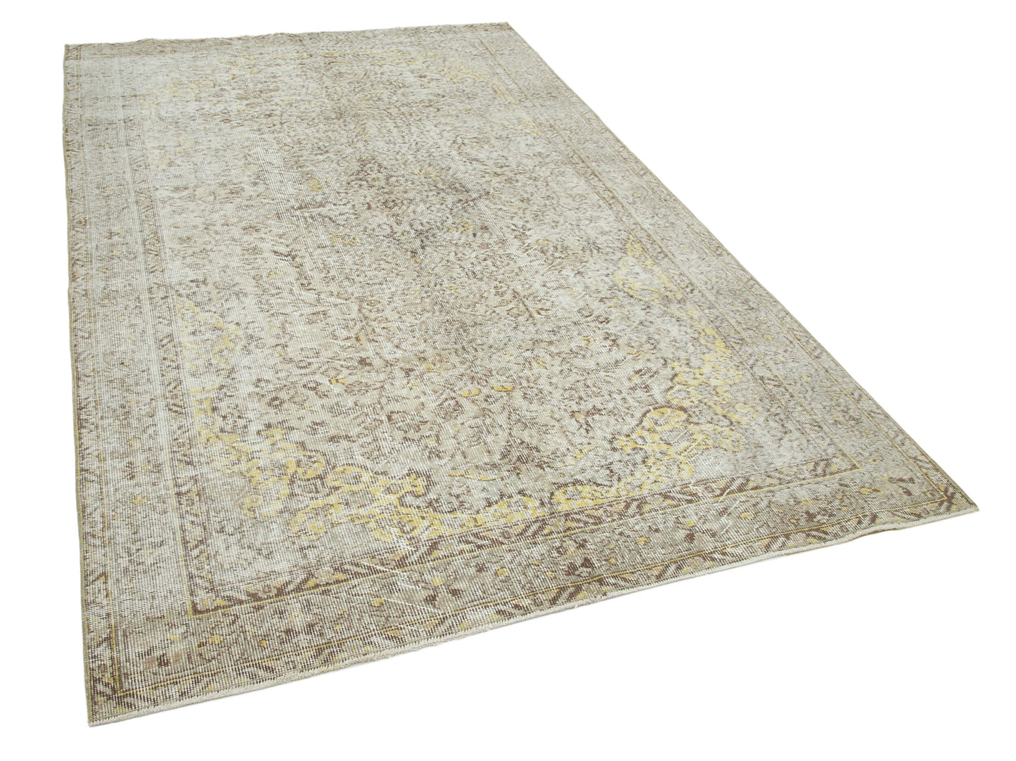 5x9 Beige Turkish Vintage Area Rug - 22397