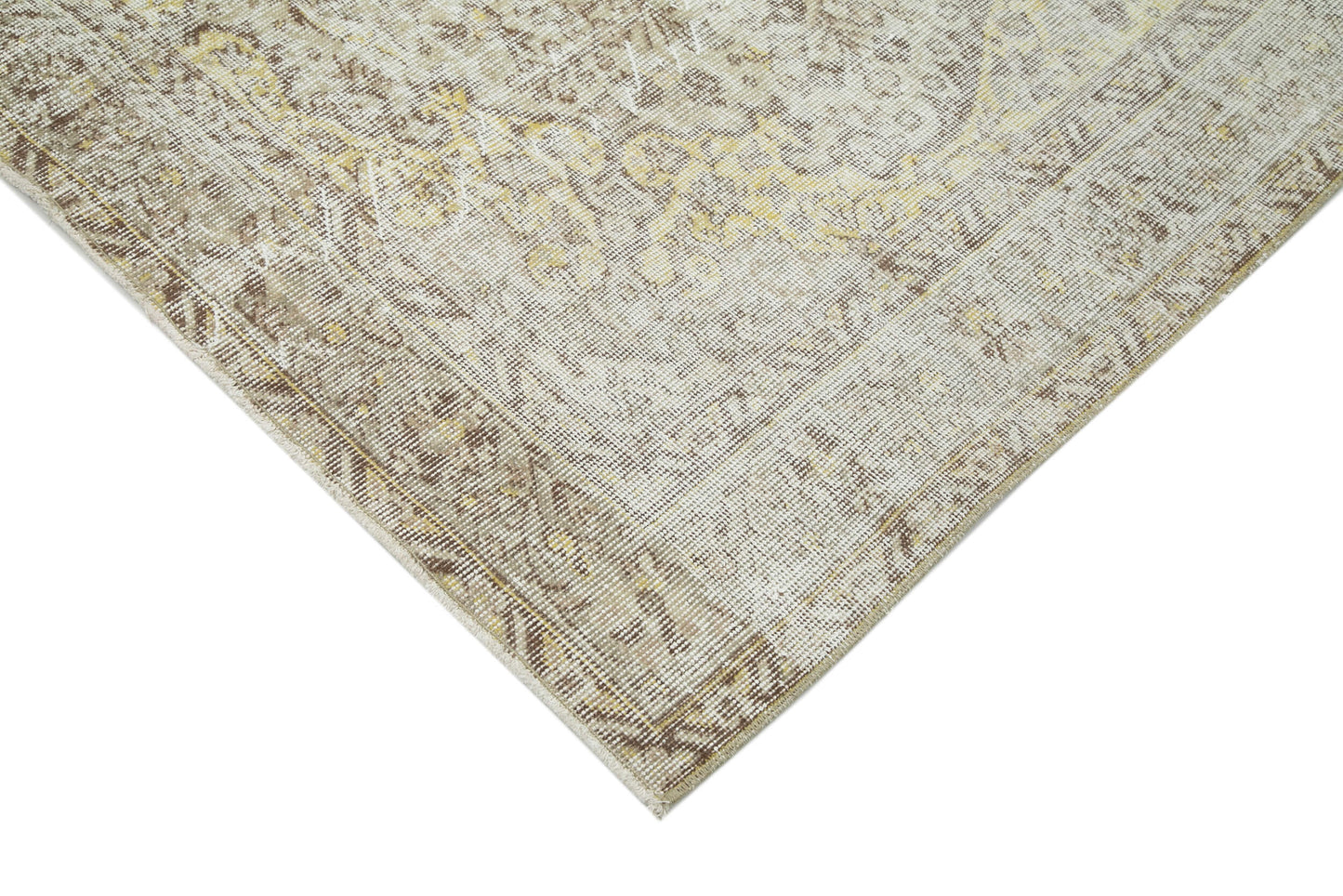 5x9 Beige Turkish Vintage Area Rug - 22397