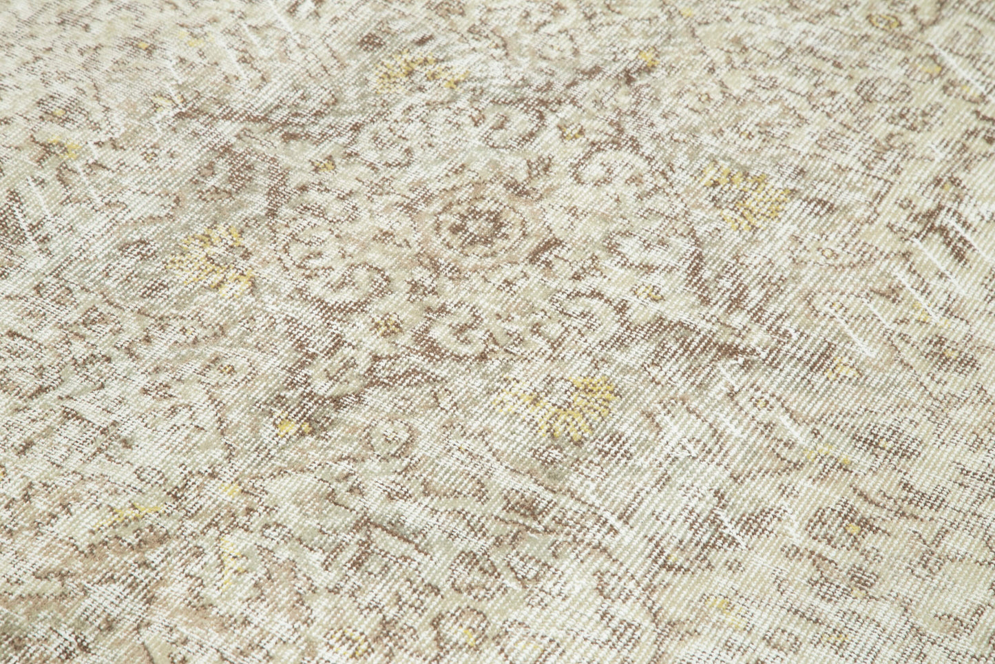 5x9 Beige Turkish Vintage Area Rug - 22397