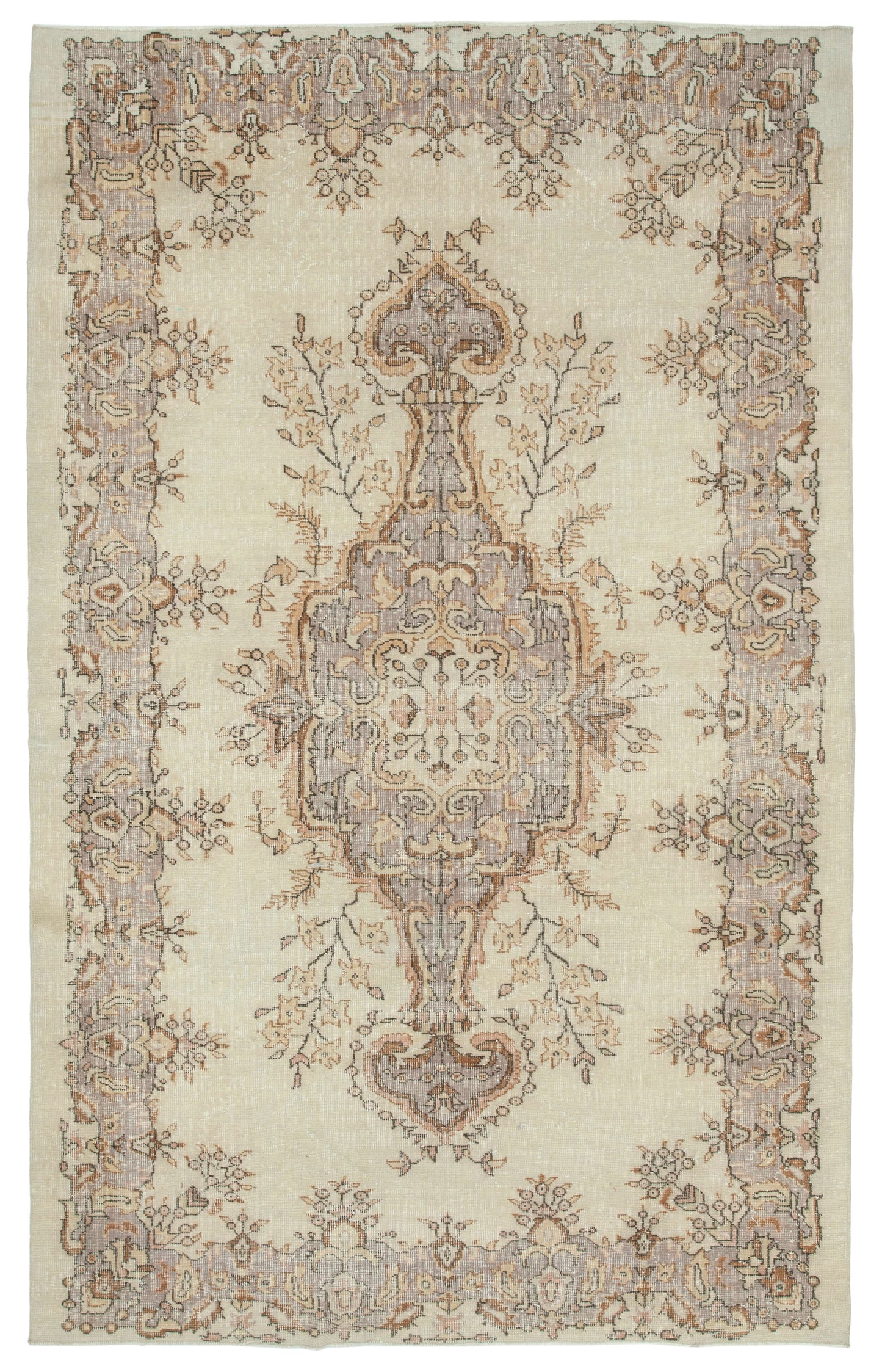 6x10 Beige Turkish Vintage Area Rug - 22421