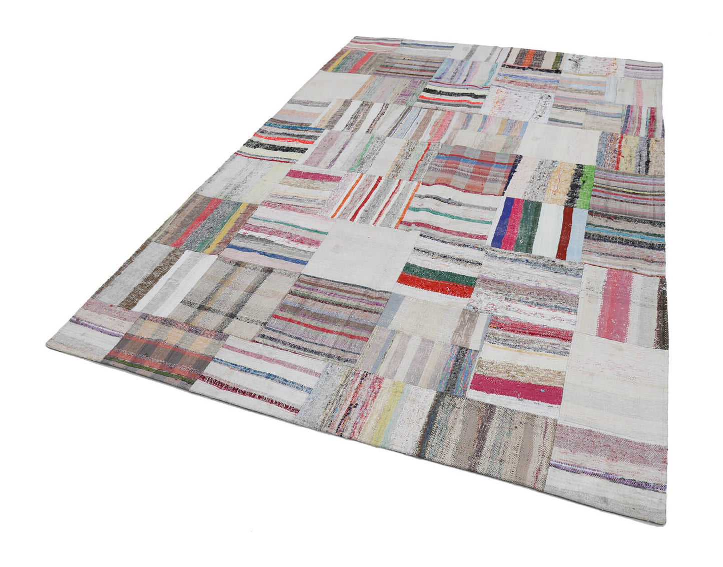 7x10 Beige Kilim Patchwork Rug - 22516