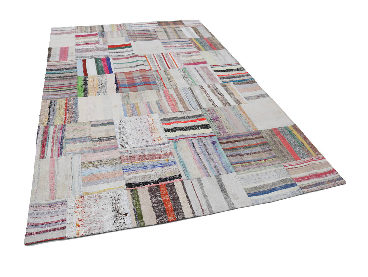 7x10 Beige Kilim Patchwork Rug - 22516