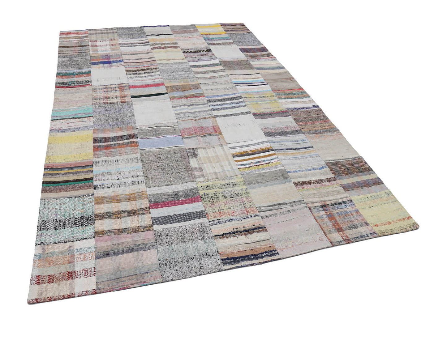 7x10 Beige Kilim Patchwork Rug - 22532