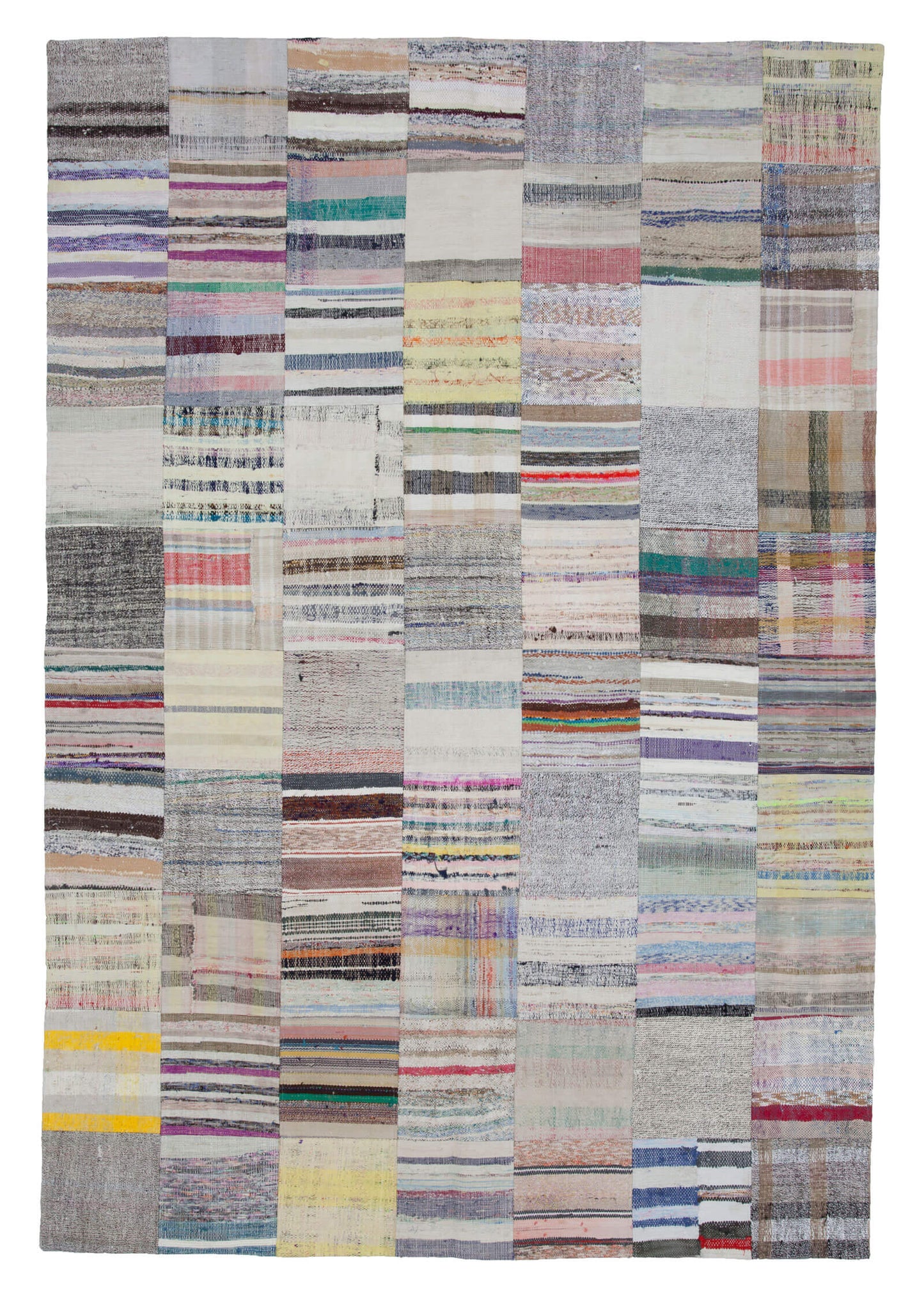 7x10 Beige Kilim Patchwork Rug - 22534