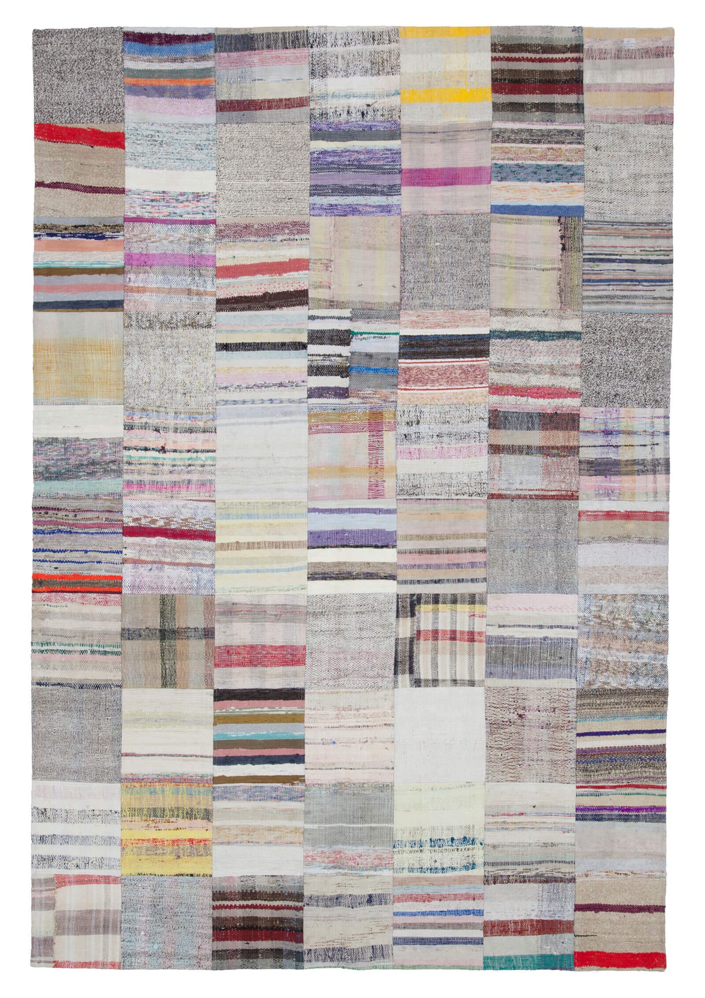 7x10 Beige Kilim Patchwork Rug - 22535