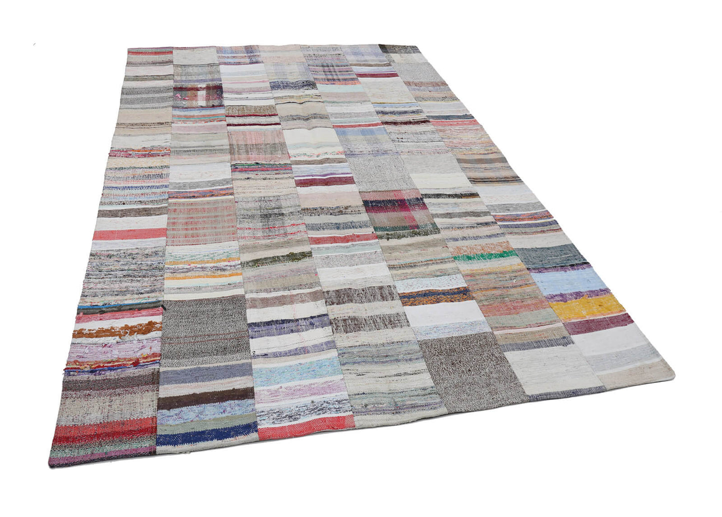 7x10 Beige Kilim Patchwork Rug - 22539