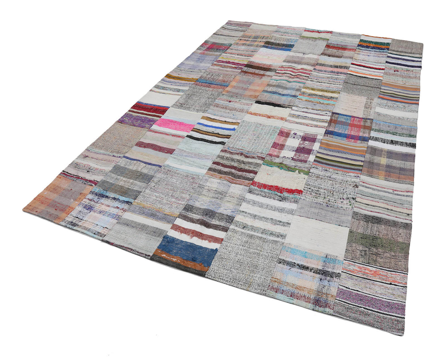 7x10 Beige Kilim Patchwork Rug - 22540