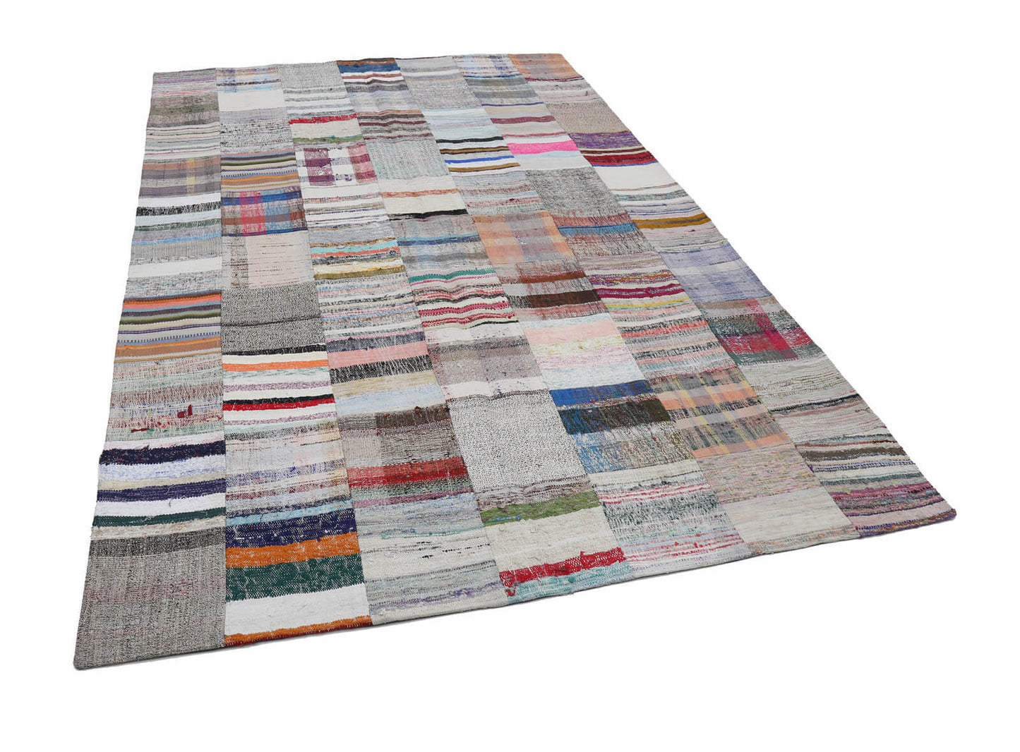7x10 Beige Kilim Patchwork Rug - 22540