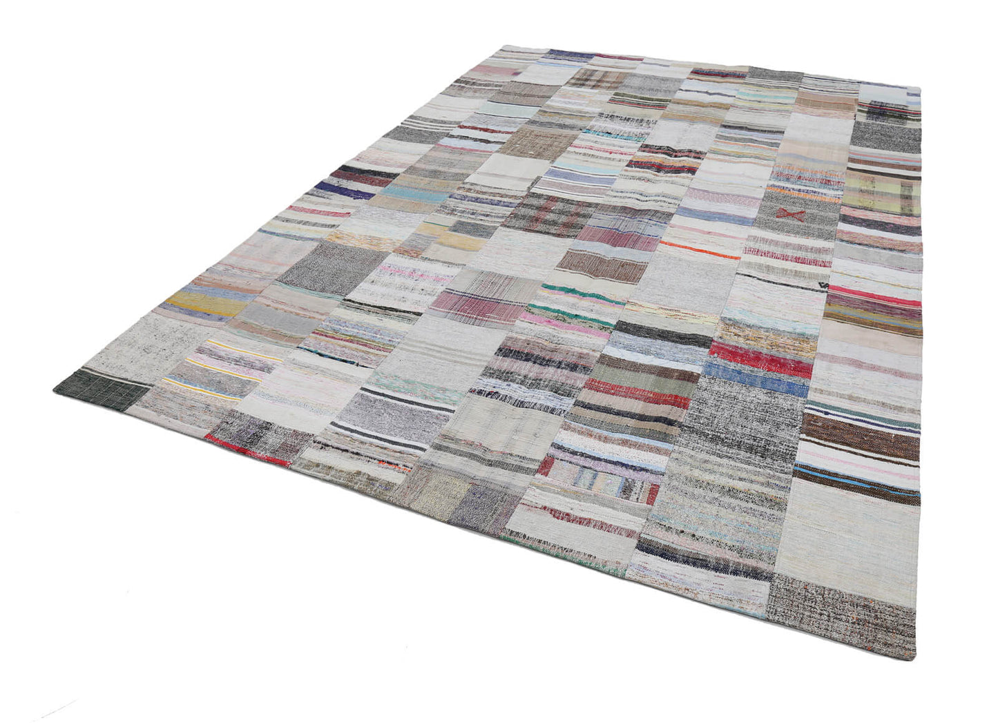 8x12 Beige Kilim Patchwork Rug - 22558