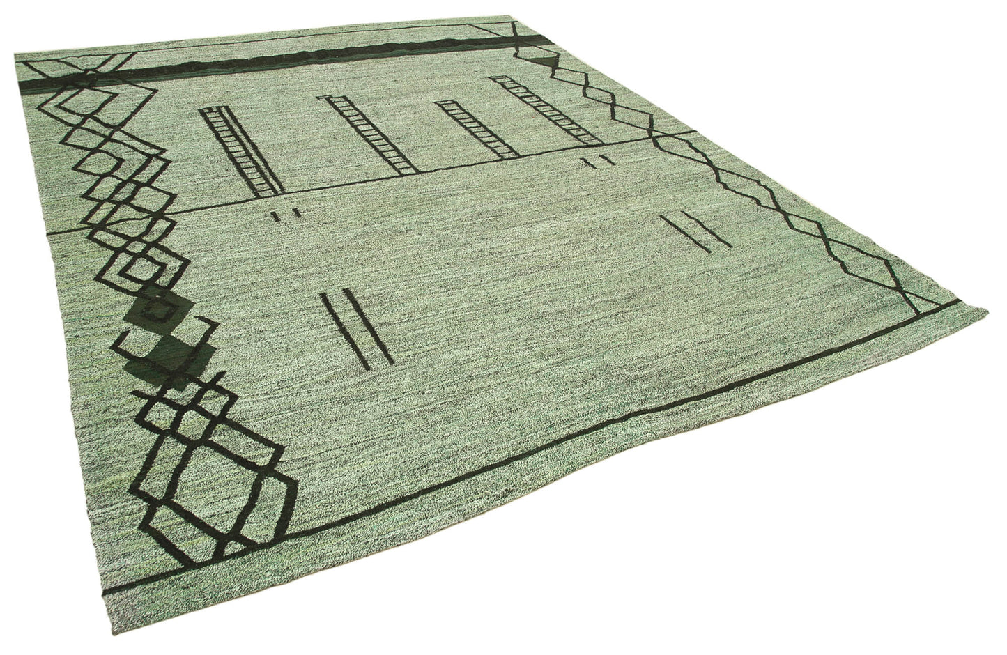 8x11 Green Contemporary Area Rug - 22813