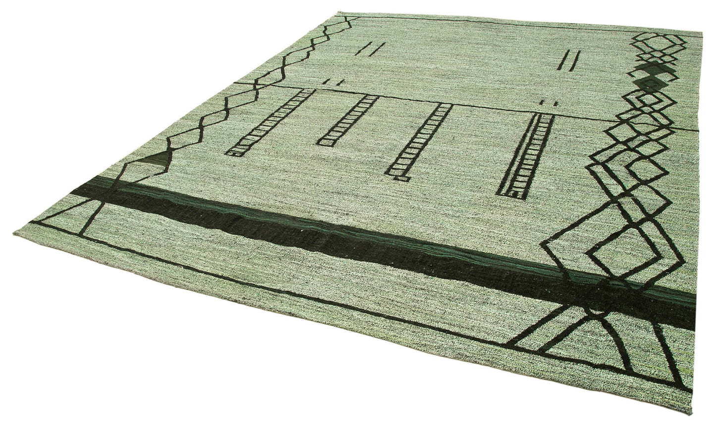 8x11 Green Contemporary Area Rug - 22813