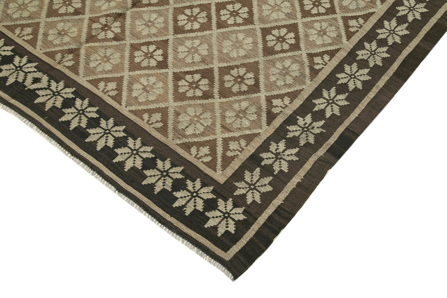 6x12 Black Rose Kilim Runner Rug - 23307