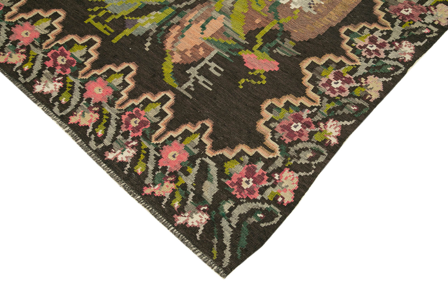 6x10 Black Vintage Moldovan Kilim Rug - 23311