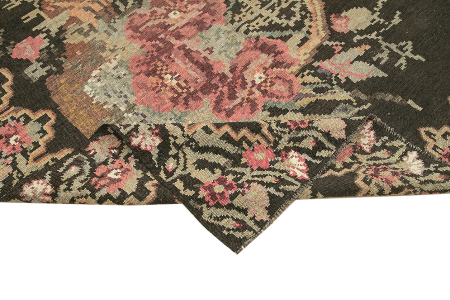 6x10 Black Vintage Moldovan Kilim Rug - 23311