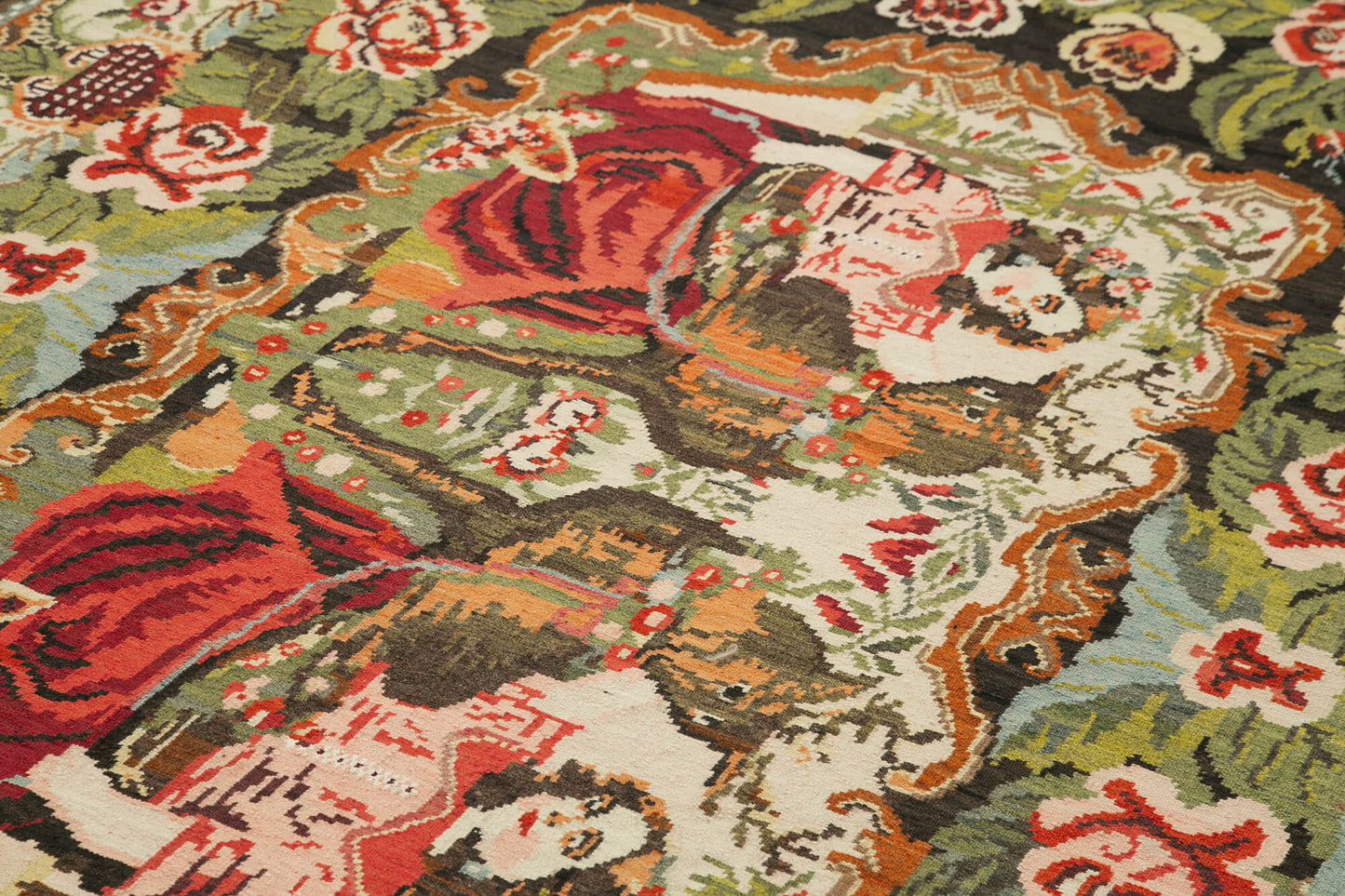 6x11 Black Vintage Moldovan Kilim Rug - 23321