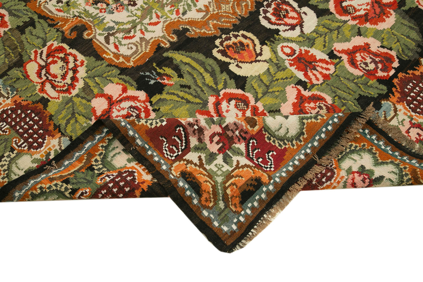 6x11 Black Vintage Moldovan Kilim Rug - 23321