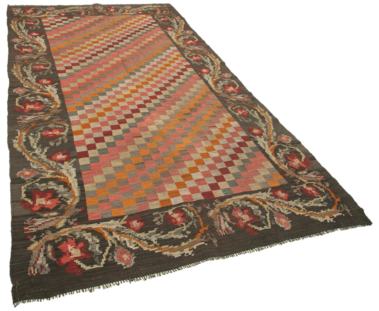 5x10 Brown Vintage Moldovan Kilim Rug - 23327