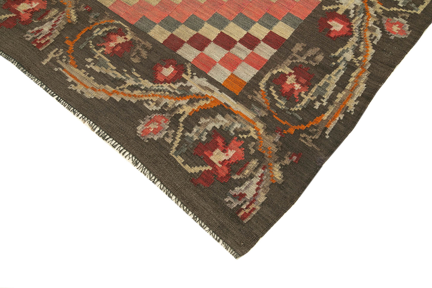 5x10 Brown Vintage Moldovan Kilim Rug - 23327