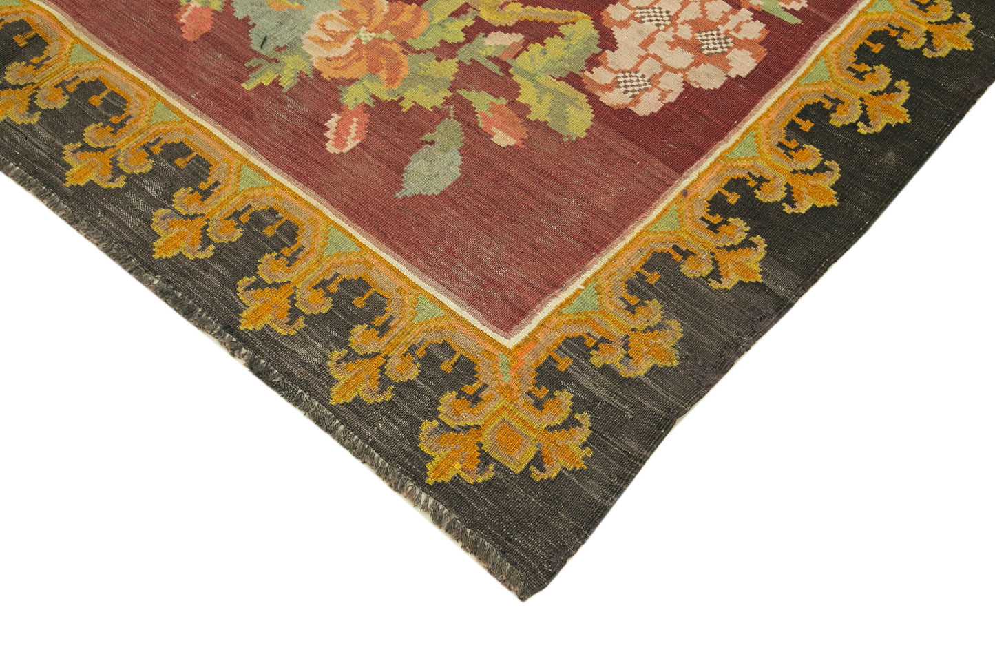 6x8 Black Vintage Moldovan Kilim Rug - 23331