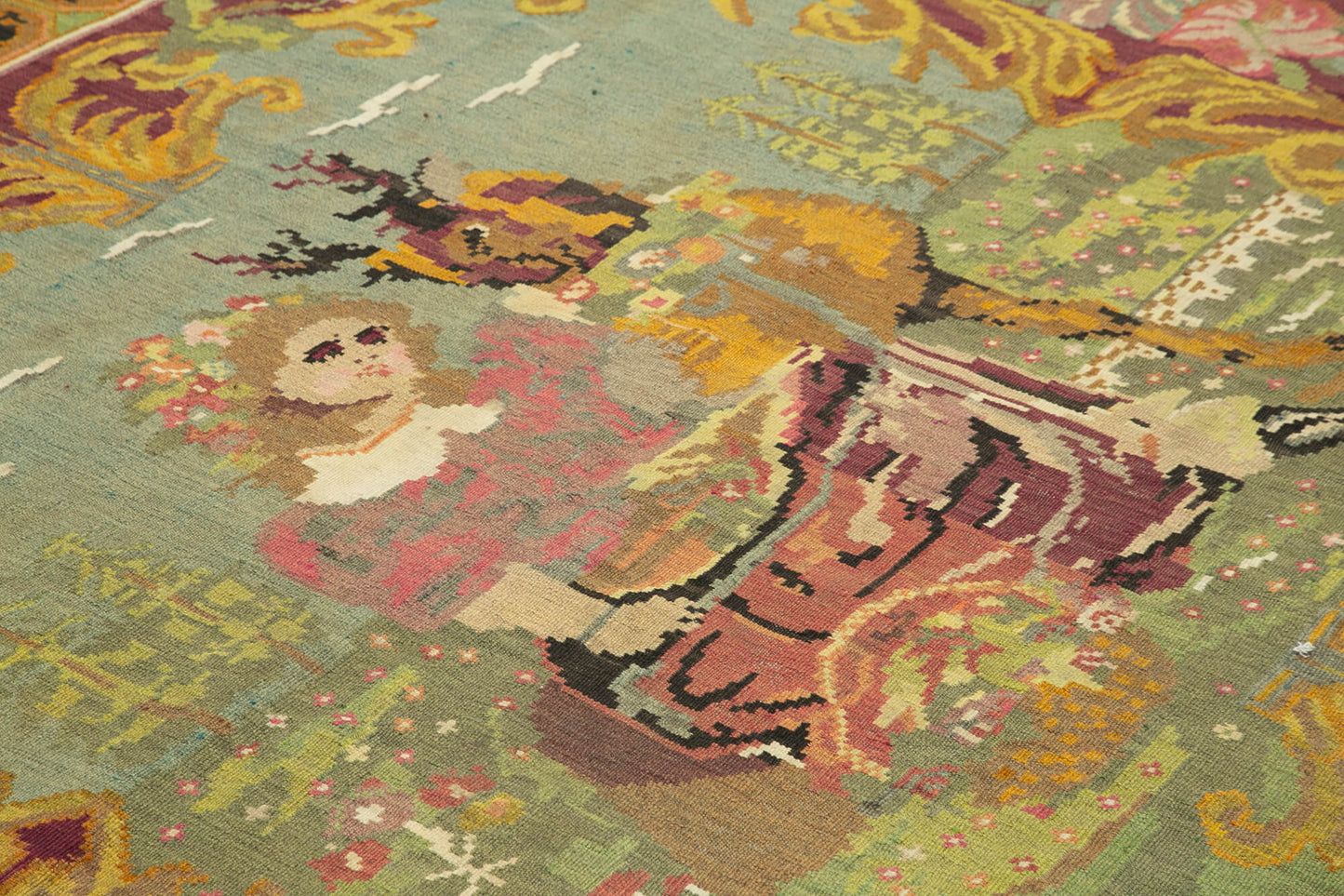 6x8 Black Vintage Moldovan Kilim Rug - 23331