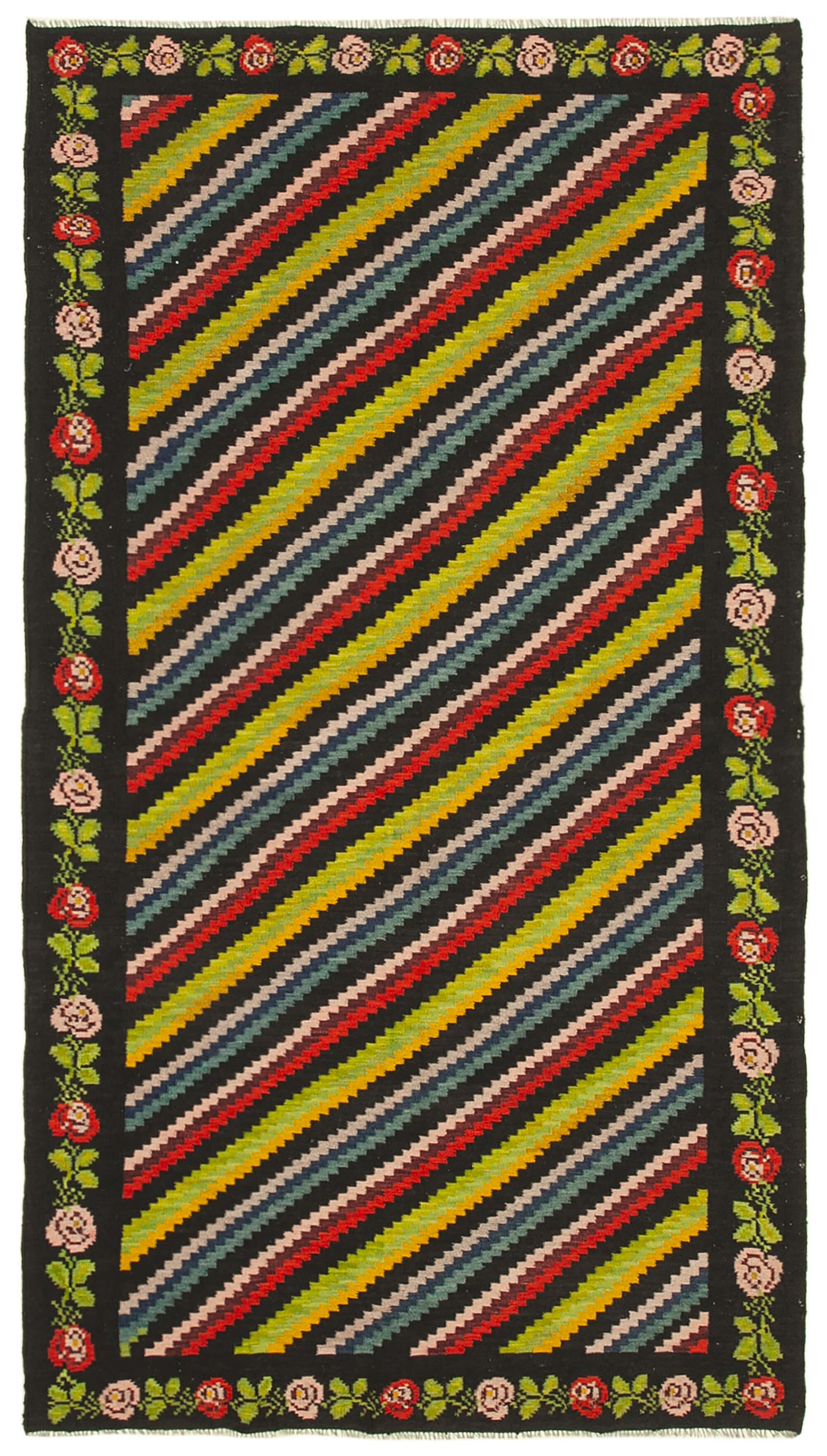 6x10 Black Vintage Moldovan Kilim Rug - 23341