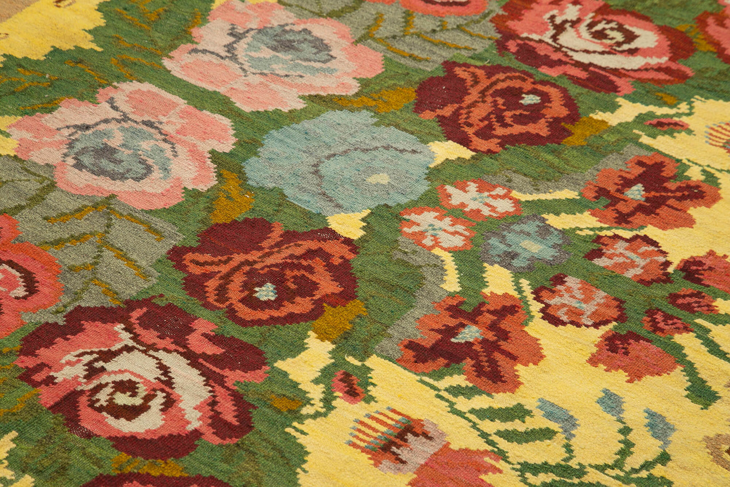 7x8 Brown Vintage Moldovan Kilim Rug - 23362