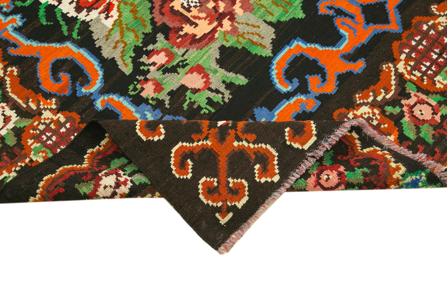 6x9 Black Vintage Moldovan Kilim Rug - 23367