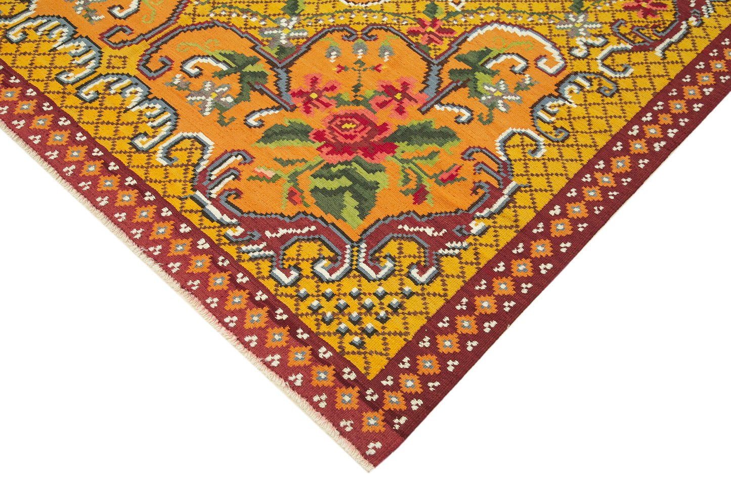 6x10 Yellow Vintage Moldovan Kilim Rug - 23377