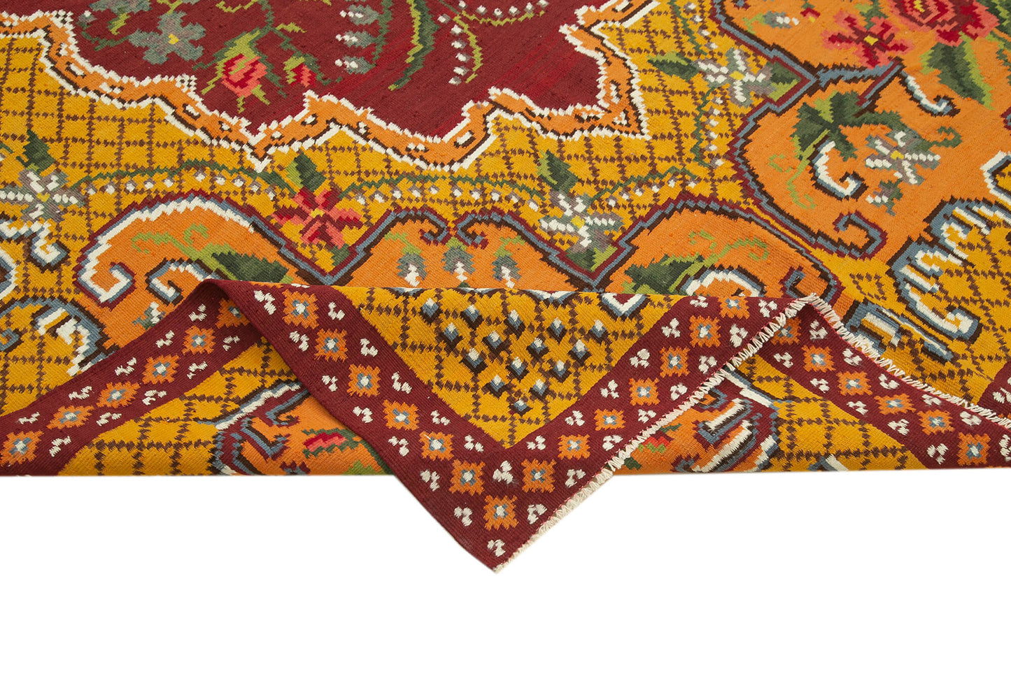 6x10 Yellow Vintage Moldovan Kilim Rug - 23377