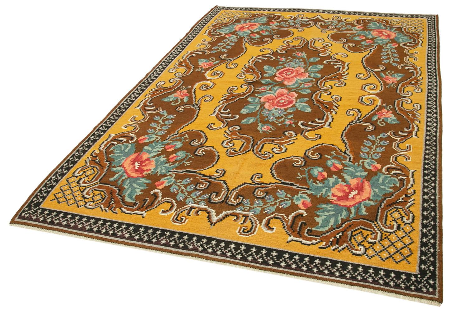 6x9 Brown Vintage Moldovan Kilim Rug - 23401